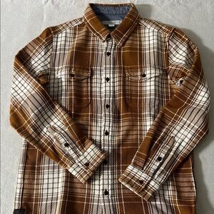 Outerknown Brown and White Casual Button Down Shirt